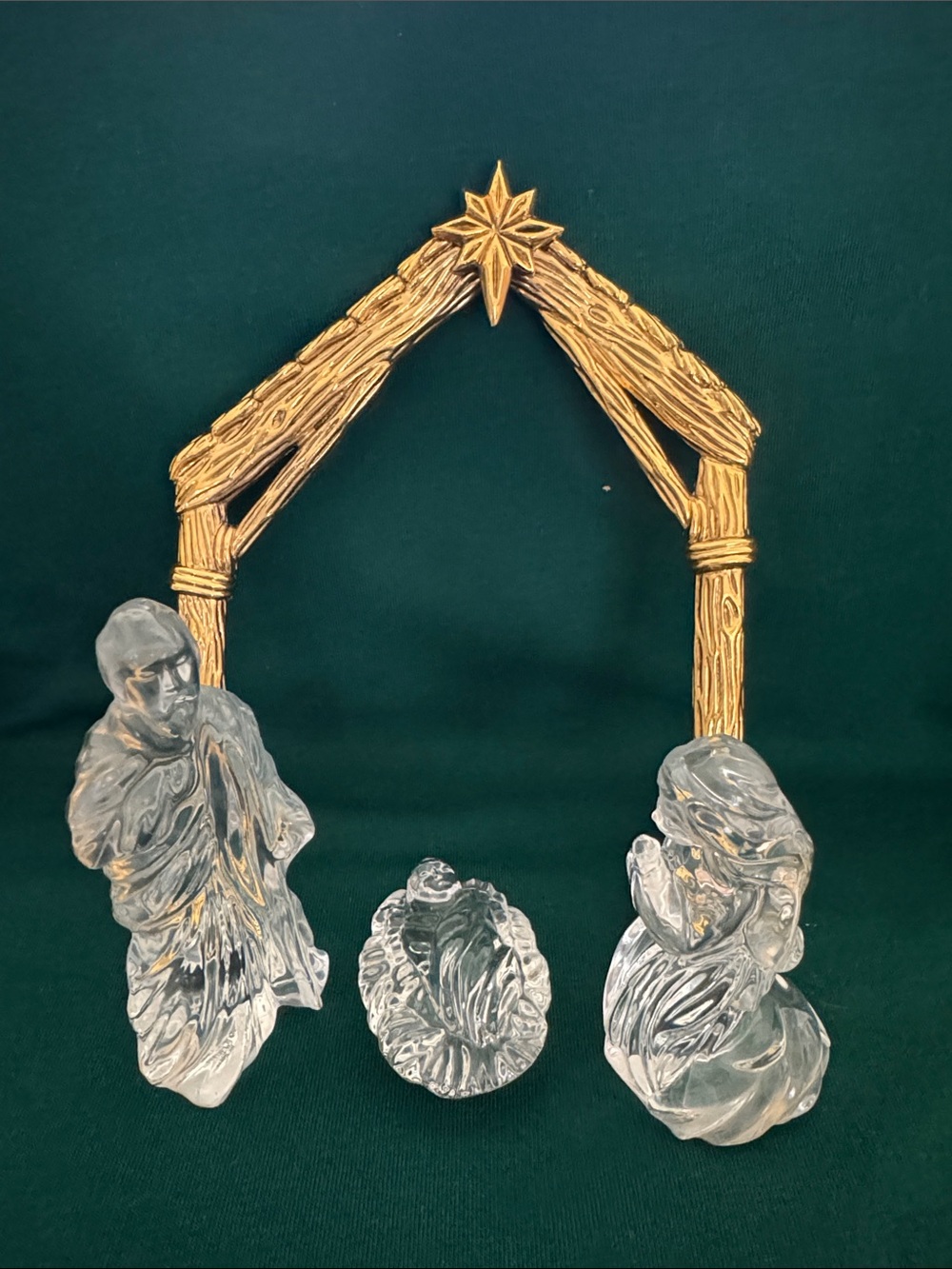 VTG Gorham Crystal & Gold Nativity Set 4 Pc Creche Scene Manger Christmas - Picture 12 of 14